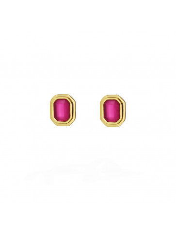 Octagonal earrings - gold-colored surgical steel