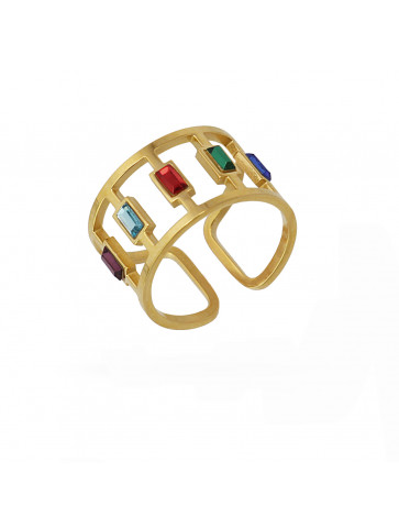 Surgical steel ring - design with multicolored zircons