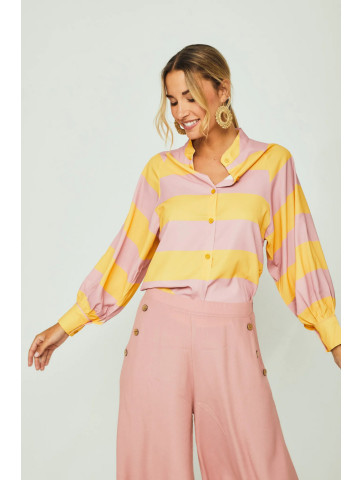 Shirt Wide Stripes - Pink/mustard