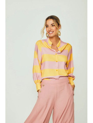 Shirt Wide Stripes - Pink/mustard
