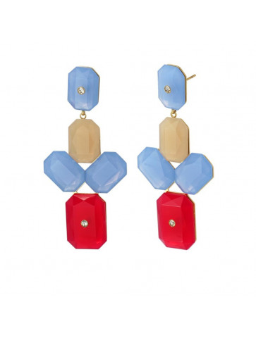 Color stone earrings