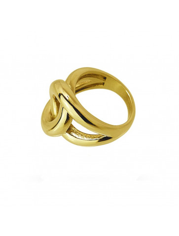 Surgical steel ring with knot design.