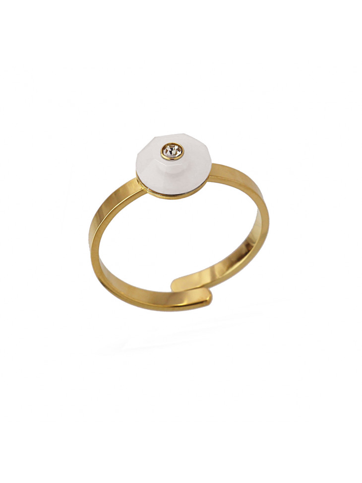 Gold-colored surgical steel ring - circular acrylic stone Gold-colored surgical steel ring - circular acrylic stone