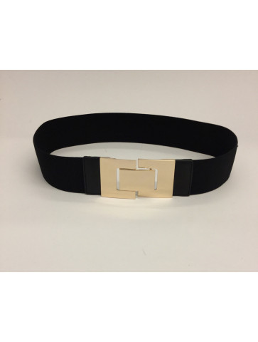 Elastic belt with square gold buckle