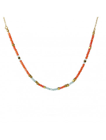 Stainless steel necklace - crystal beads