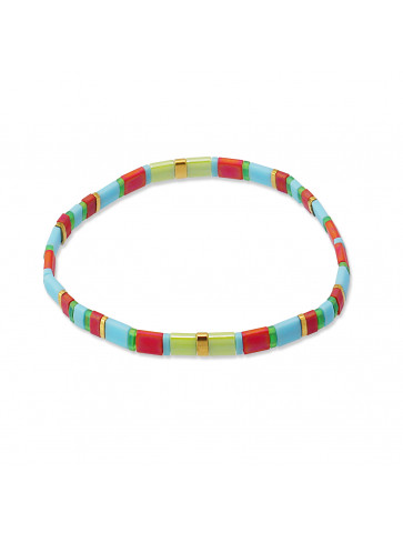 ﻿Elastic bracelet - multicolor beads - stainless steel element
