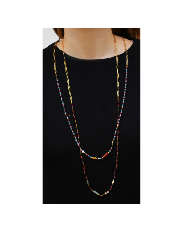 Long necklace-chain and beads