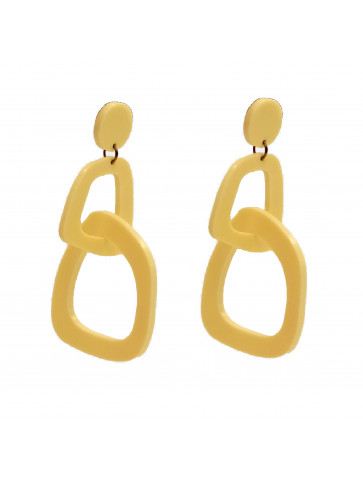 Plexiglass Earrings - two irregular circles - yellow pastel