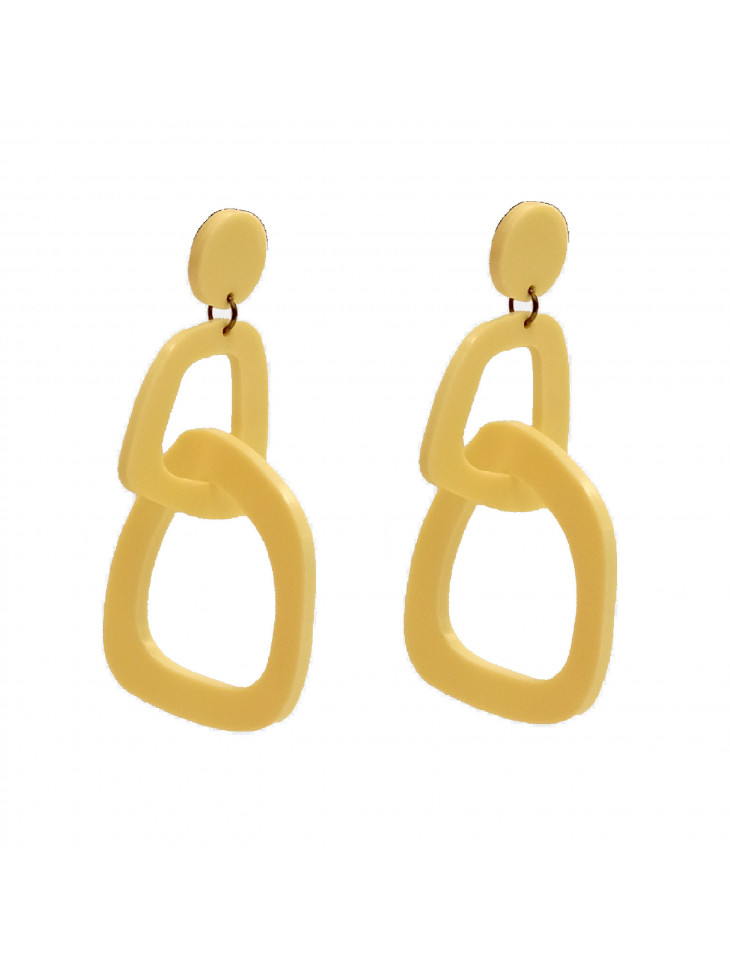 Plexiglass Earrings - two irregular circles - yellow pastel