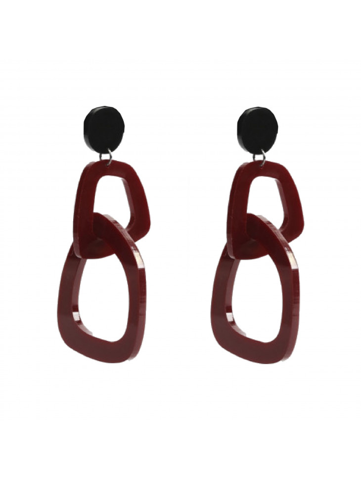 Plexiglass earrings-Organic Hoop - Bordeaux