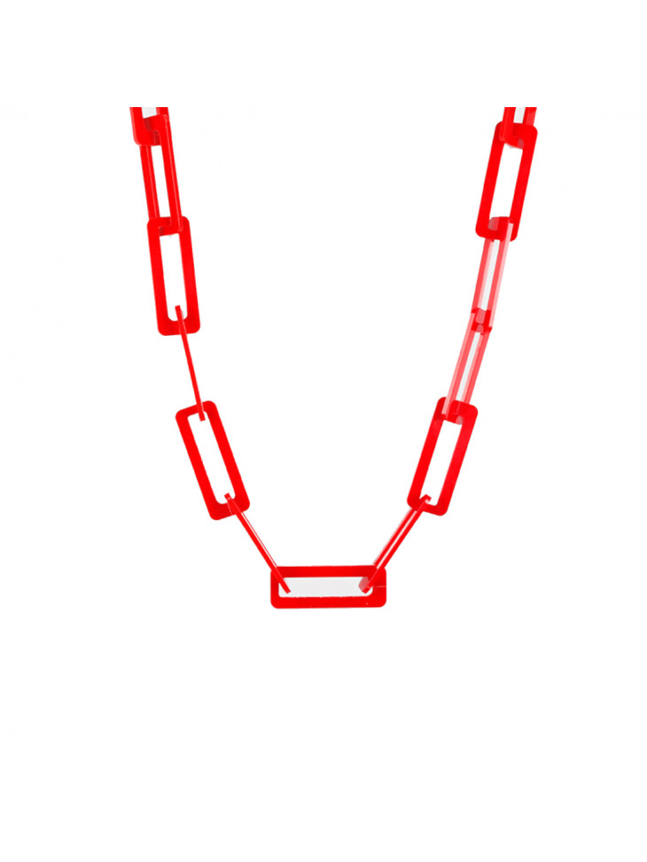 Plexiglass necklace - RECTANGULAR CHAIN – Red Plexiglass necklace - RECTANGULAR CHAIN – Red