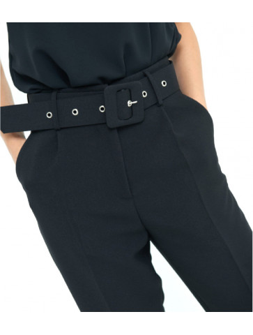 Black High Waist Pants with Belt