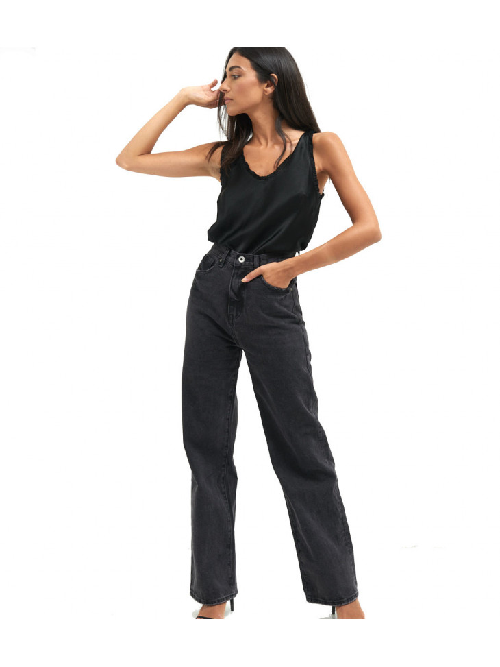 Wide jean palazzo pants