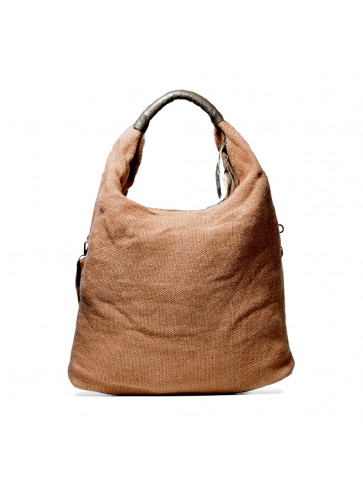 Shoulder bag - burlap fabric