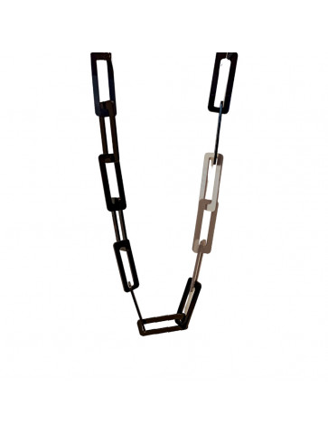Plexiglass necklace - RECTANGULAR CHAIN – BLACK -SILVER