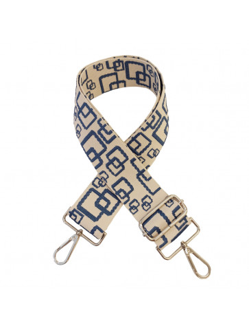 Bag strap-White-blue squares