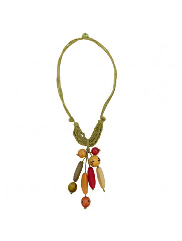 Necklace - strings - colorful wooden elements