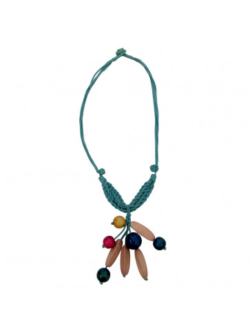 Necklace - strings - colorful wooden elements