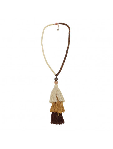 Long necklace - wooden beads - tassels