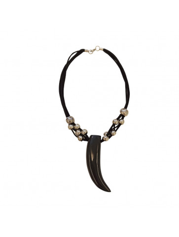 Necklace - cords - horn-shaped centerpiece