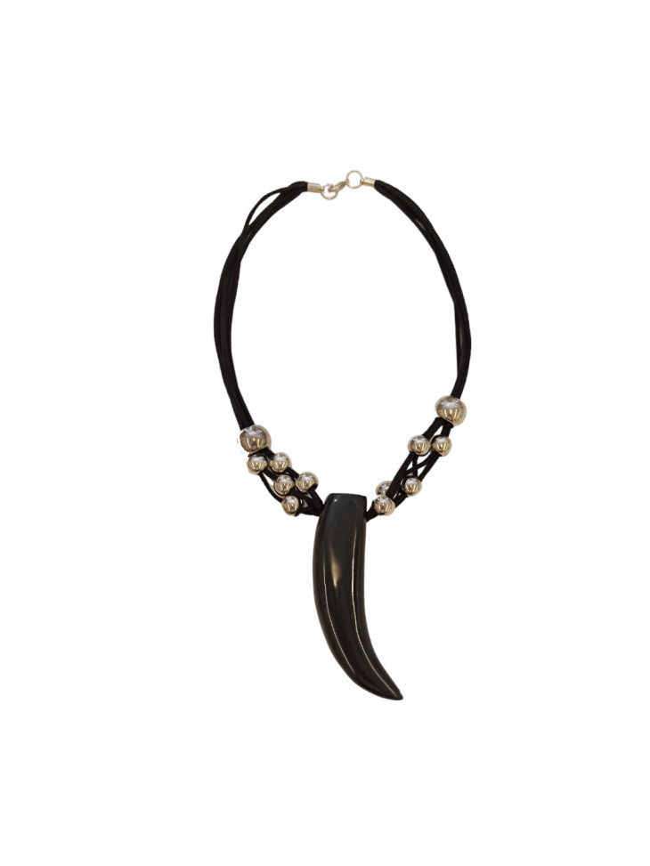 Necklace - cords - horn-shaped centerpiece