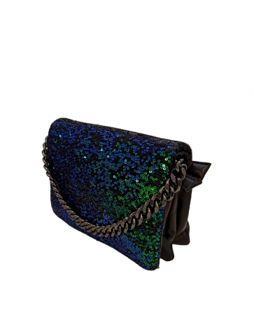 Shoulder bag with chain and sequins