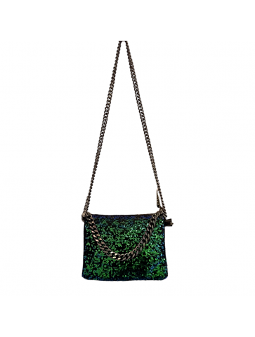Shoulder bag with chain and sequins