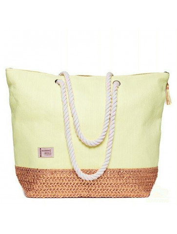 Beach bag with metallic finish