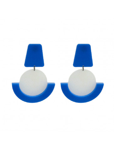 Patch - PlexiGlass - Earrings - Blue / White