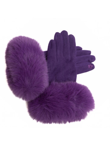Suede gloves-faux fur