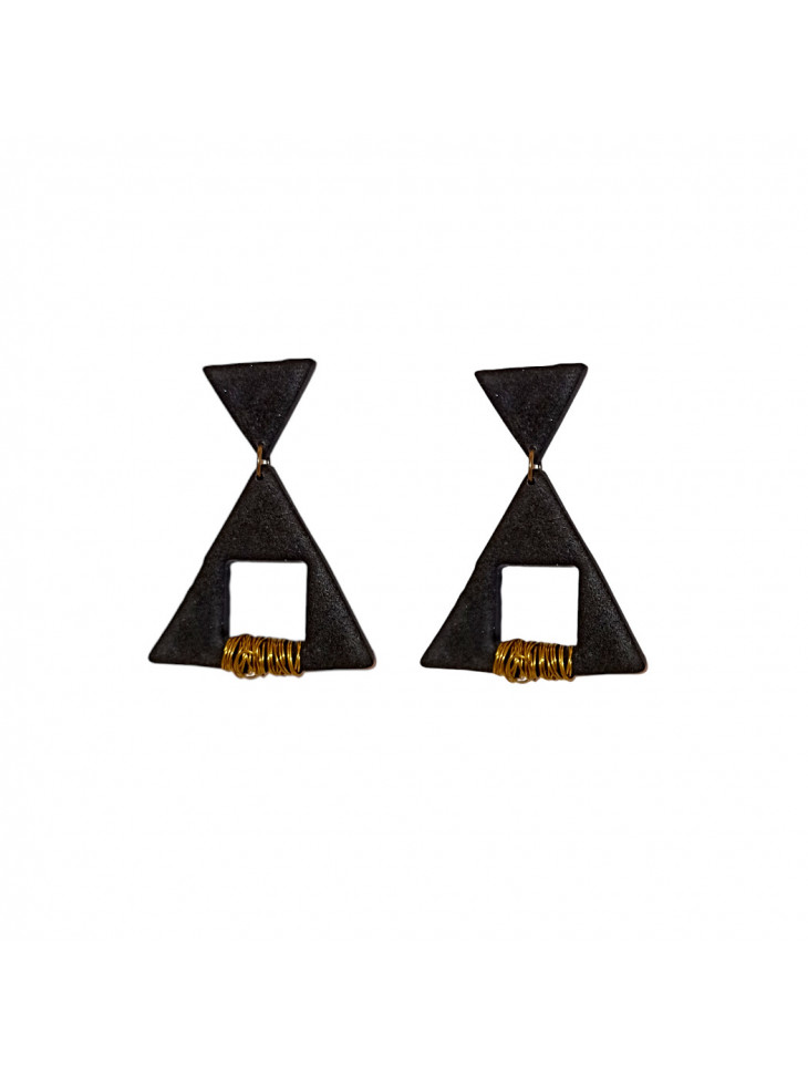 Handmade clay earrings - triangular shape