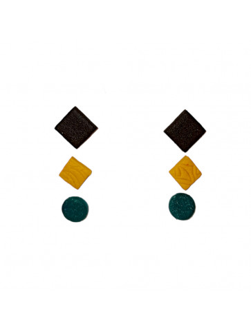 Set of three pairs of earrings - polymer clay - handmade - geometric shapes
