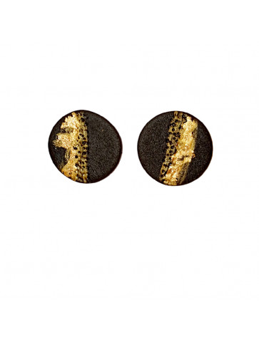 Handmade polymer clay earrings - black - gold