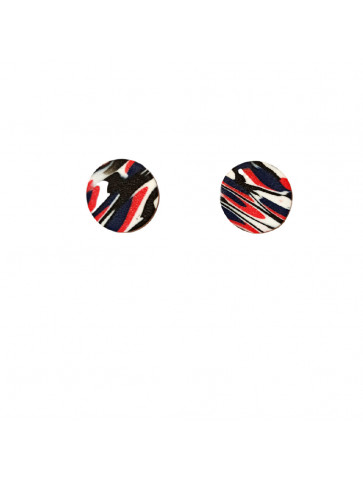 Handmade Clay Earrings - Red - Black - White - Circle Shape