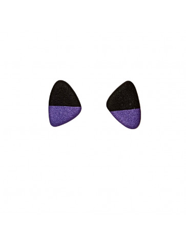 Handmade polymer clay earrings - black - purple