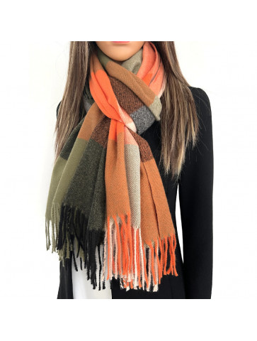 Soft blanket - Colorful Squares-Orange-Khaki