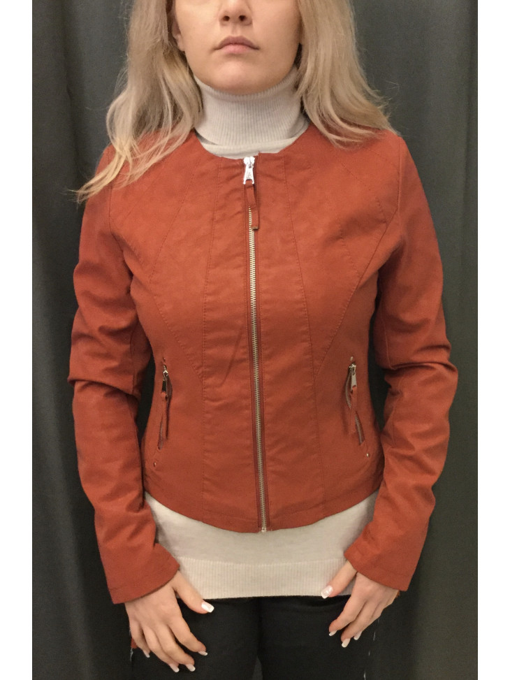 Fabric leather like Jacket in tile color.