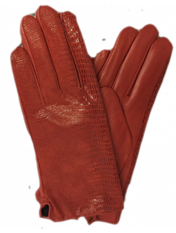 Red «snake” leather gloves