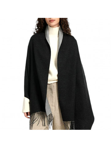 Monochrome 2-sided pashmina with fringes