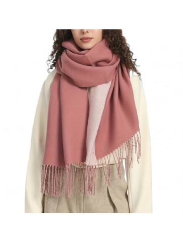 Monochrome 2-sided pashmina - Pink