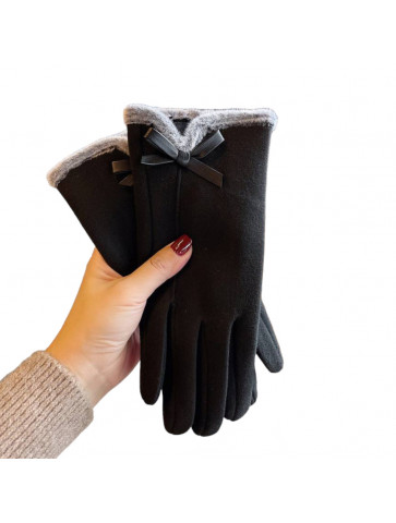 Suede type gloves - gray fur