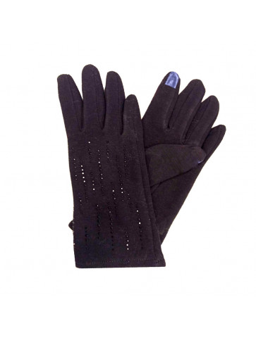 Gloves in suede  /Decorative strass