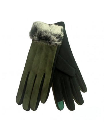 Γάντια σουέτ - συνθετική γούνα στη μανσέτα