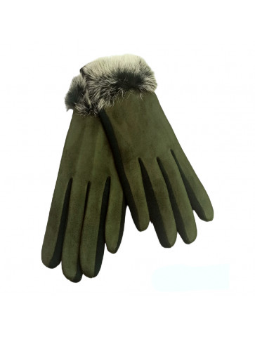 Γάντια σουέτ - συνθετική γούνα στη μανσέτα