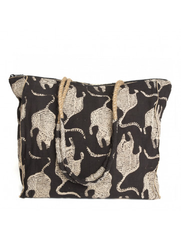 Bag -  natural cotton - tiger motif print