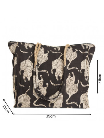 Bag -  natural cotton - tiger motif print