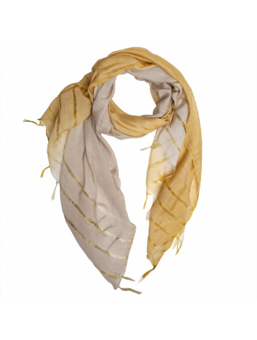 Soft gradient - effect scarf-  gold lurex stripes
