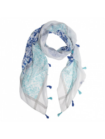Extra-soft scarf - arabesque print - tassels on the edge