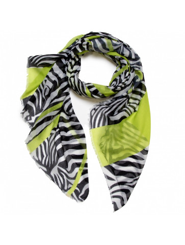 Extra-soft scarf with fringes - in animal print