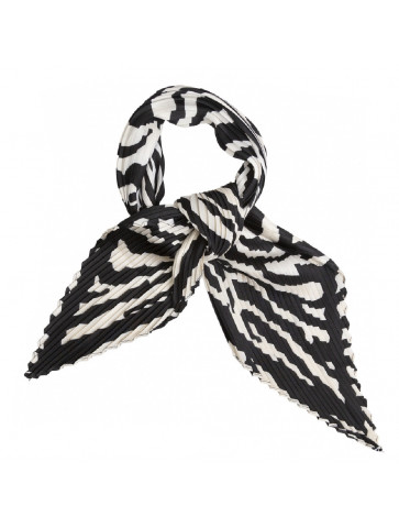 Square pleated silk-like scarf - animal print